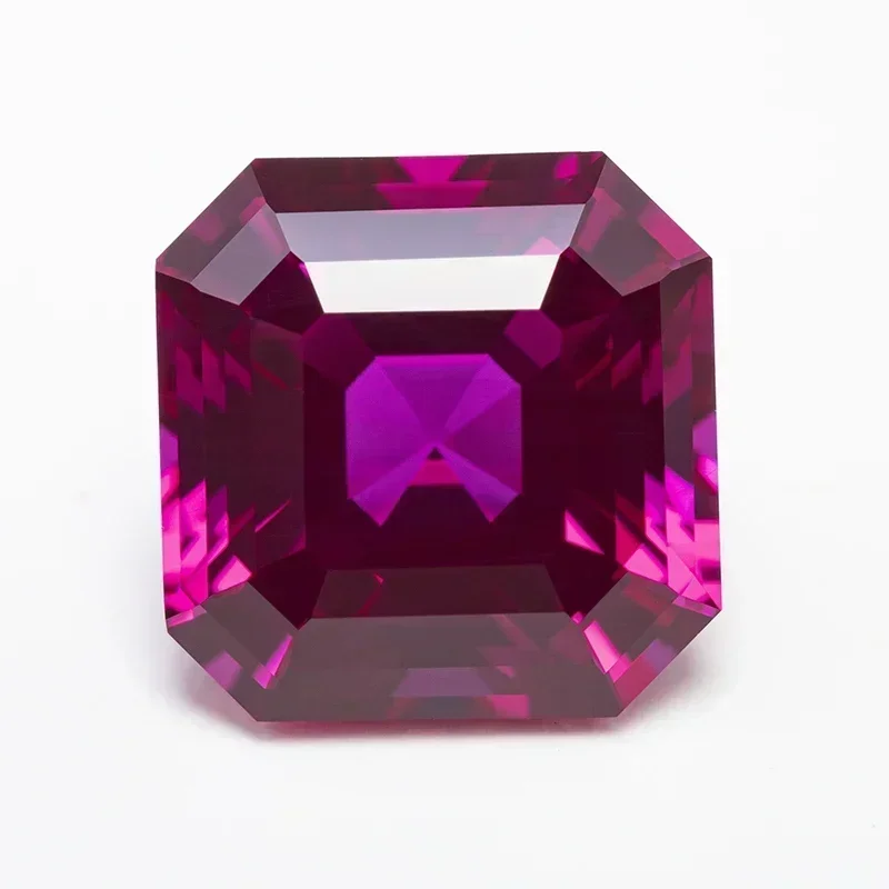 

Square Asscher Cut Rubellite Lab Grown Ruby VVS1 Gemstone Charms DIY for Jewelry Making Materials Selectable AGL Certificate