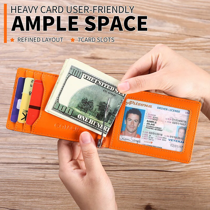 Billeteras para hombre con bloqueo RFID, rastreador de AirTag, tarjetero fino con posicionamiento, monedero con Clip para dinero, billetera de negocios de cuero PU para hombre