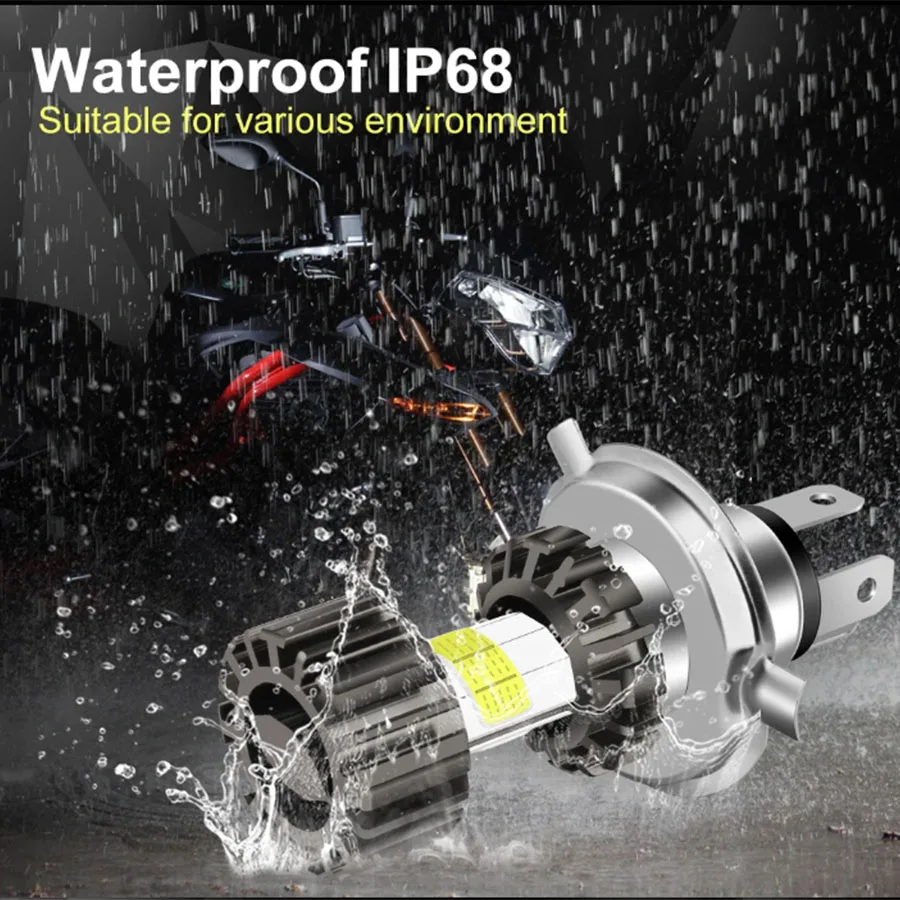 1 قطعة 10000LM H4 LED دراجة نارية المصباح H6 BA20D P15D LED CSP عدسة أبيض أصفر مرحبا لو شعاع دراجة نارية تشغيل Linghtcolor