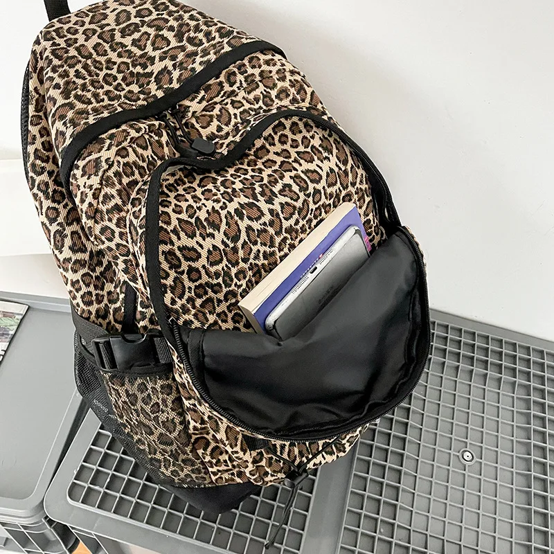 Lolita Leopard print Anime Backpack Shoulder Bag Handbag Computer Black Messenger Cartoon Zipper Crossbody Bag