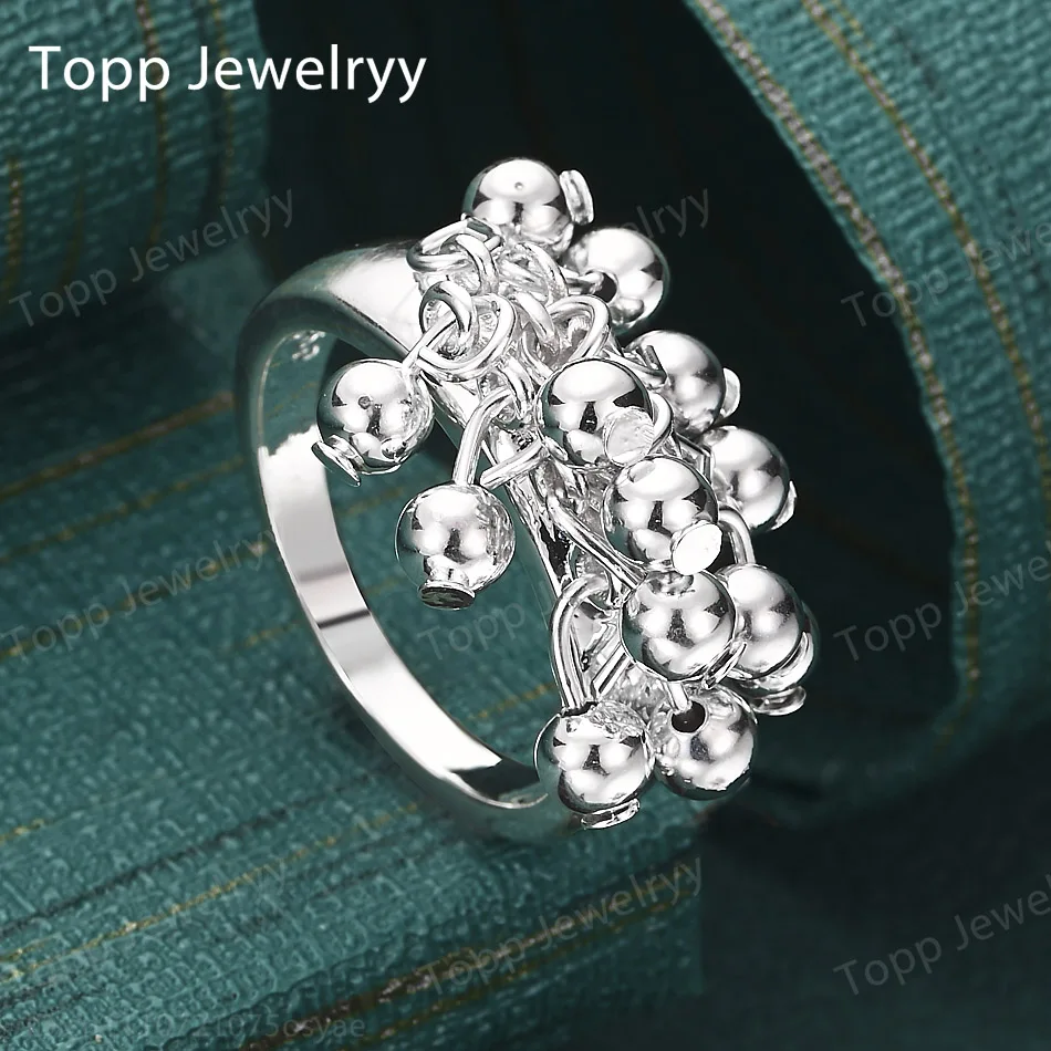 

Women's 925 Sterling Silver Charm Grape Beads Ring Fashion Wedding Birthday Christmas Jewelry Gift