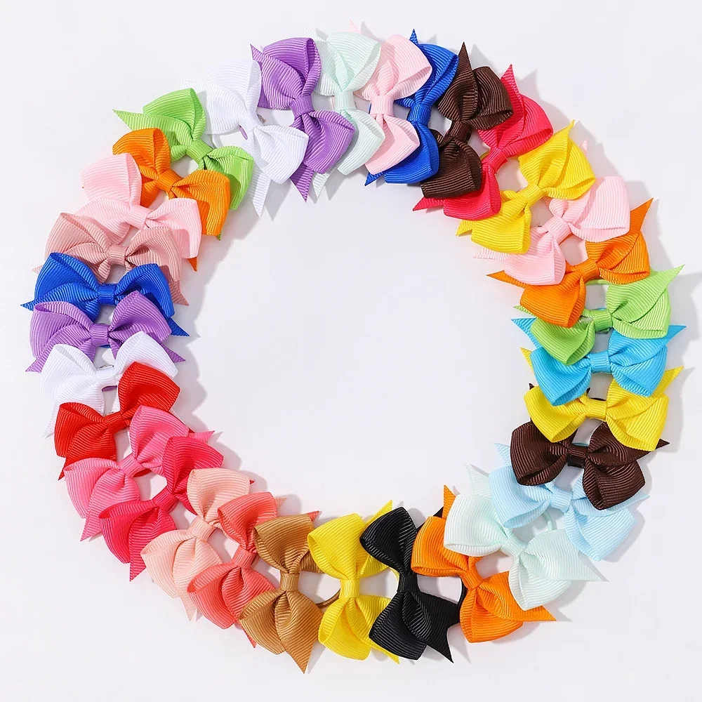 10Pcs/lot Grosgrain Ribbon Pigtail Hair Bows Elastic Hair Ties Hair Bands Holders New Year Hair Accessories for Baby Girls Gift