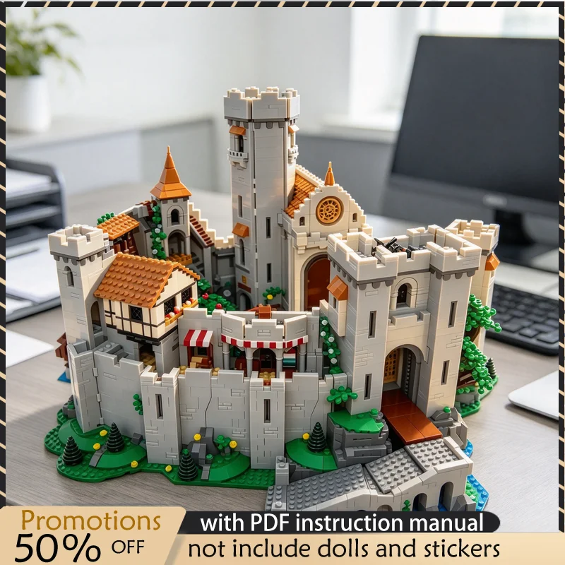 8848PCS MOC Medieval Lion Themed Expanded Castle Architecture Model Building Blocks DIY Assembly Toy Adult Collector Collection