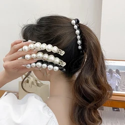 Pearls Hairpins Banana Clip for Women Ponytail Twist Claw Sweet Hairpin Girl Ponytail Barrettes Hairgrips Hair Accessories