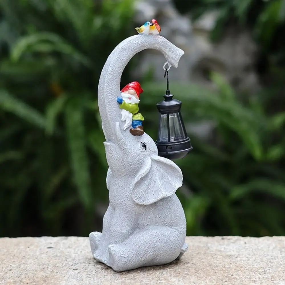 

Animal Ornaments Elephant Solar Lights Resin Crafts Solar Elephant Figurine Yard Decortion Sculptures Art