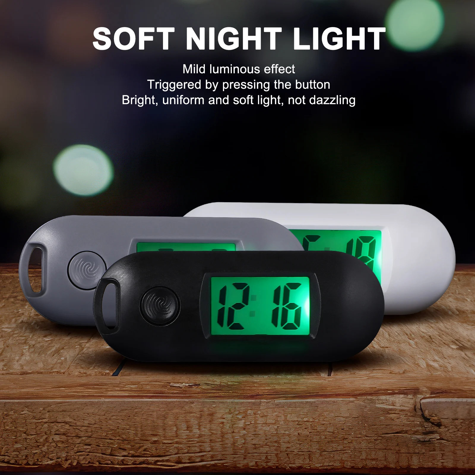 

6 pcs Electronic Watches Digital Lcd Keychain Tiny Portable Kids Student White Green Blue Black 1 Pink 1 Gray Quartz Movement