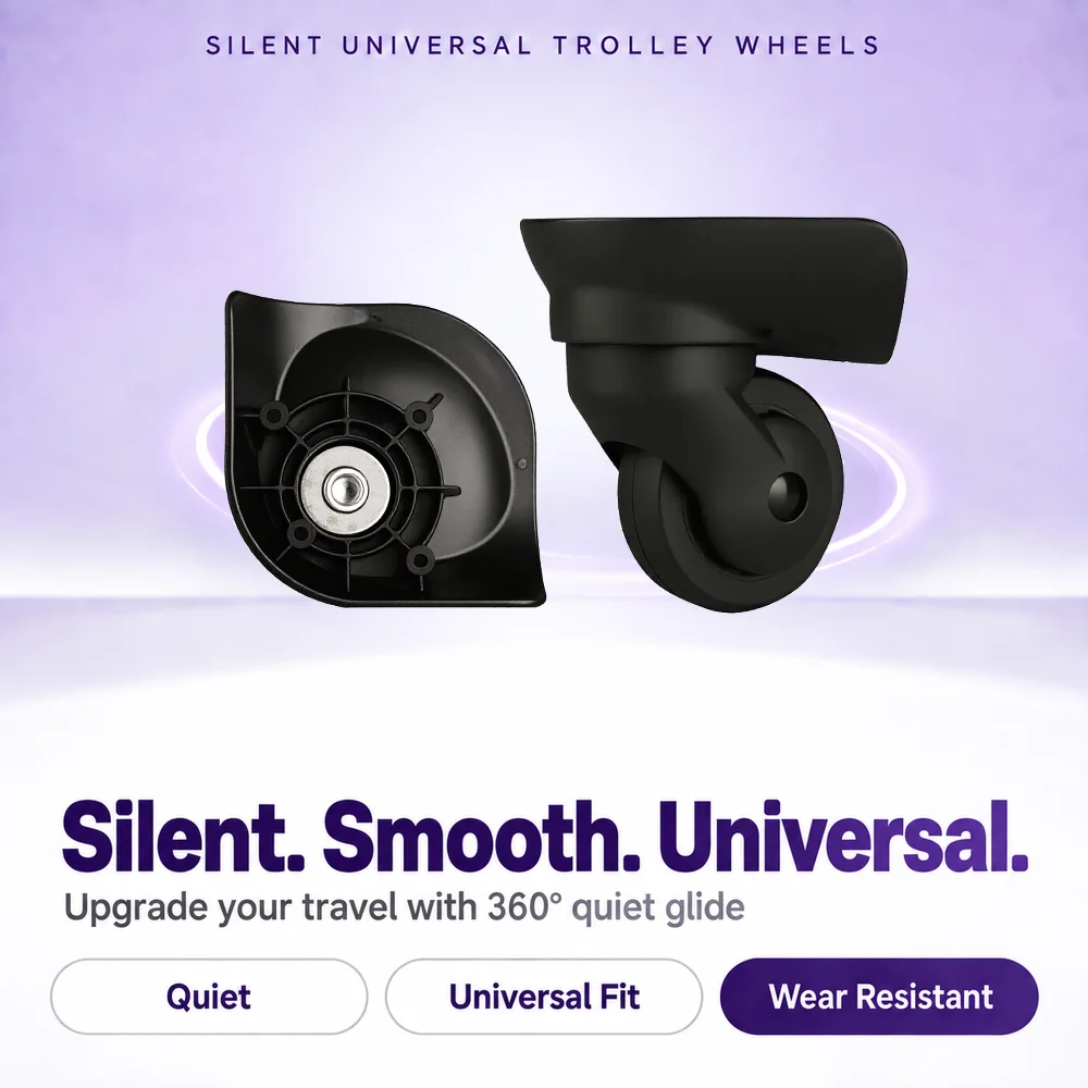 Universal Silent Luggage Wheels, 360° Spinner Caster Wheels for Suitcase Trolley Bag, Smooth Rolling Durable Replacement Travel
