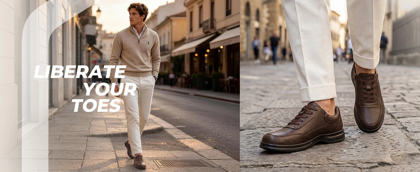 FitVille Herren Breite Leder-Oxford-Schuhe Wasserabweisende Rutschfeste Business-Anzugschuhe mit Verstellbarem Riemen für Geschwollene Füße – Detail 7