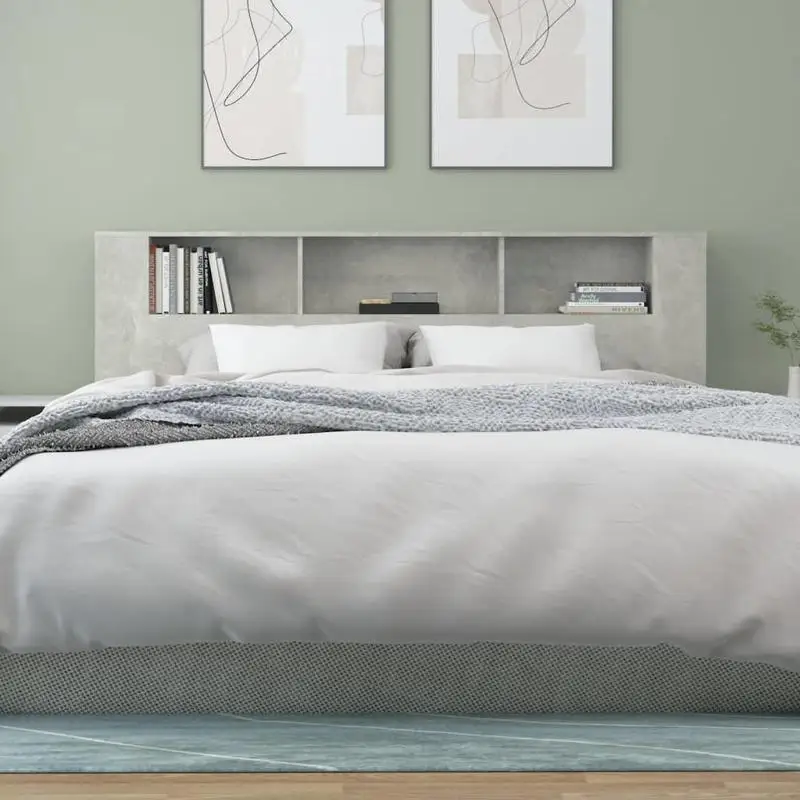 Armario de cabecera gris hormigón 200x18,5x104,5 cm ideal para la habitación