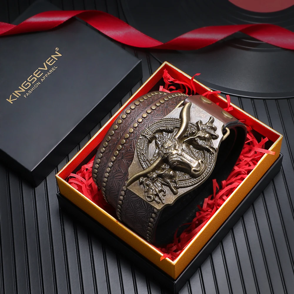 【Con caja de regalo】Cinturón de moda para hombre, estilo clásico mezclado con diseño occidental, perfecto para regalos navideños.