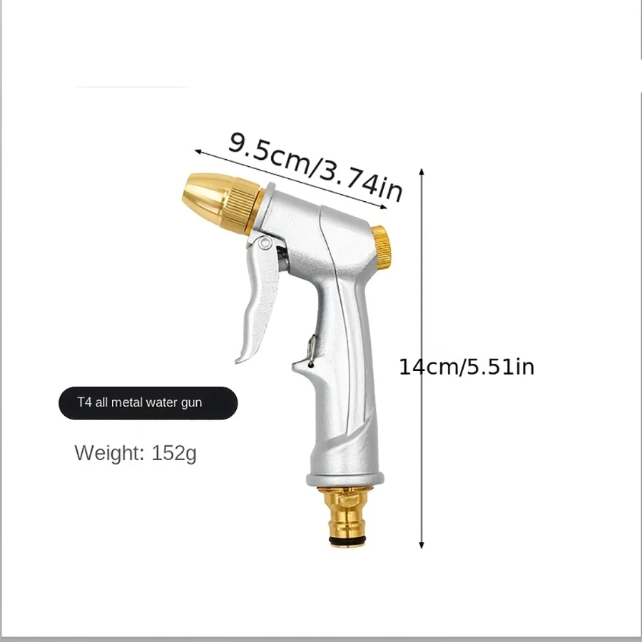 Brass High Pressure Water Spray Gun, Metal Nozzle for Garden Hose, Car Wash & Lawn Watering, Handheld Sprinkler Tool