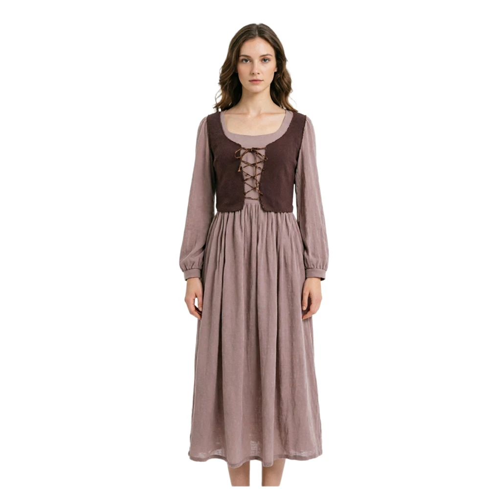 

Женское платье в стиле ретро, винтажное платье-жилет с длинными рукавами Виктория, платья