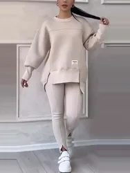 New Women's Fashion Casual Sweatshirt + Trousers Cover Autumn Winter O Neck Long-sleeved Hoodie Women's Suit Sports 2piece Set