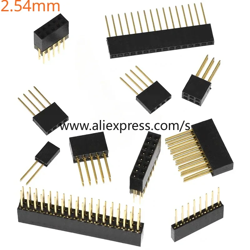 2.54mm Spacing Single Row Double Row Lengthened Female Header Pin Header Long Pin Socket 11mm Pin Length 2*2 3P 4P 5P 6P 8P