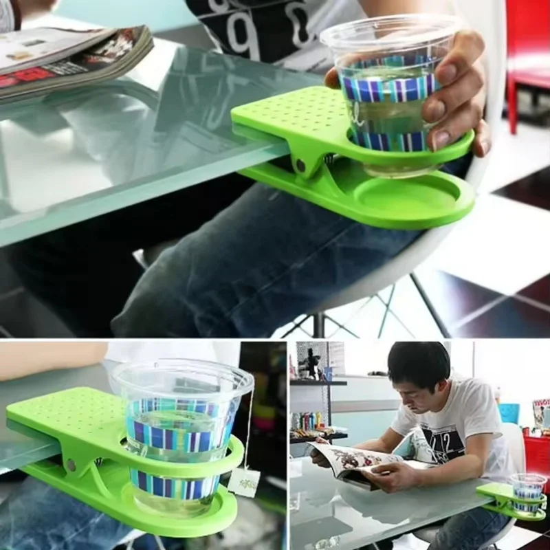 Portable Drinking Cup Holder Desk Table Side Bottle Clip Clamp ForOutdoor, swimming pool, beach Offices Cup Coffee Drink Holder