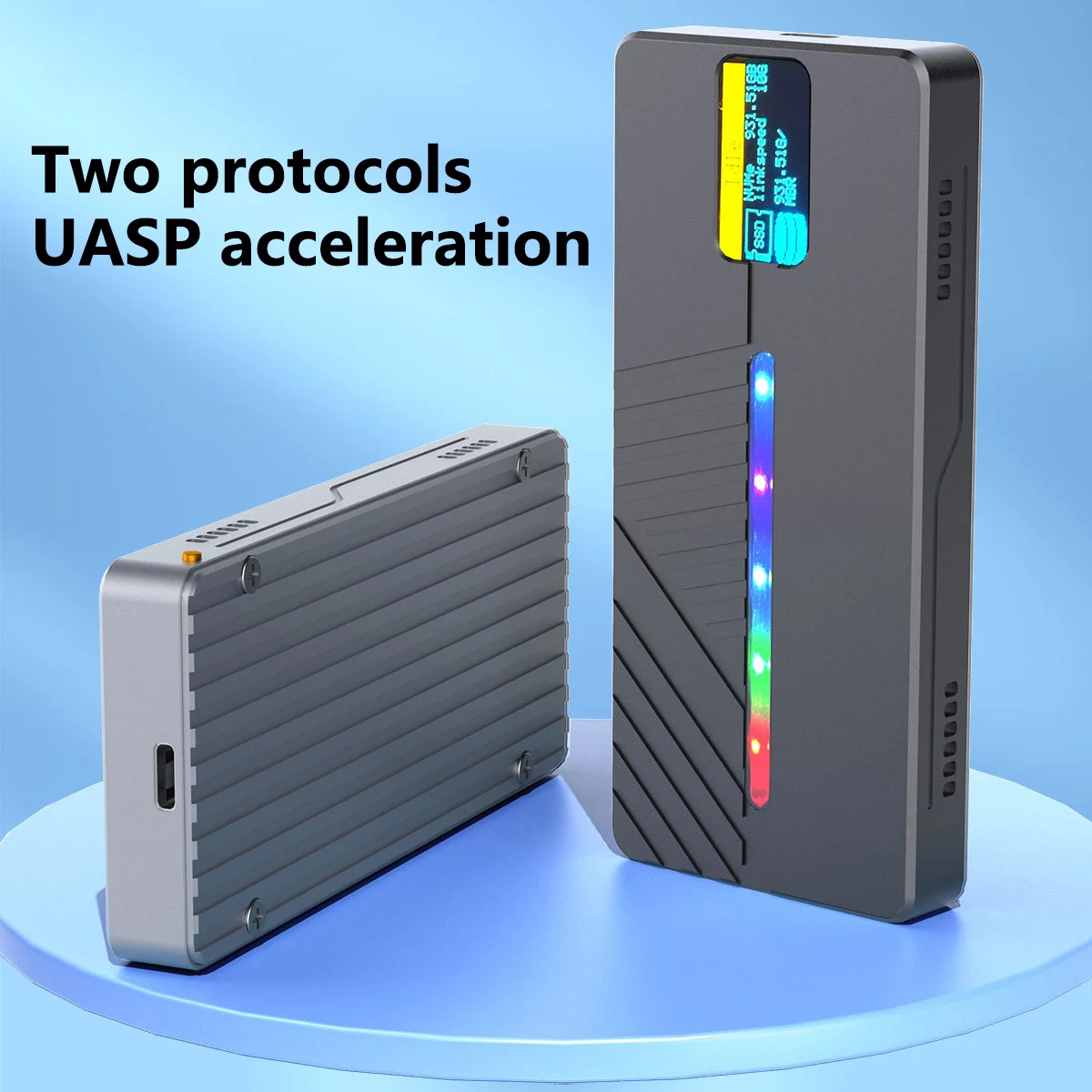 UTHA 지능형 디스플레이 M.2 모바일 하드 디스크 박스 10GB 듀얼 프로토콜 NVMe/NGFF 솔리드 스테이트 알루미늄 합금 쉘