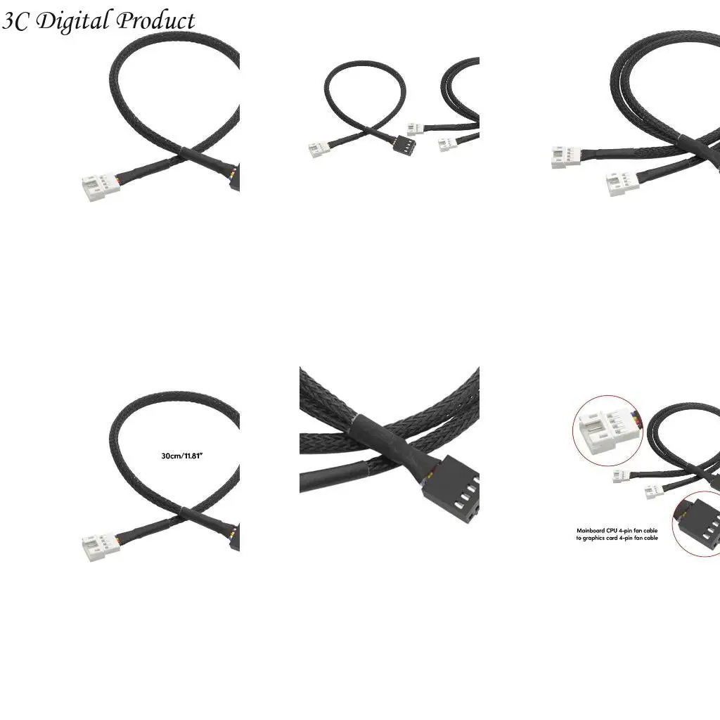4PIN Black Black Board Fan Cable y Splitter Pwm Cable Line Computer PC вентилятор Q84A