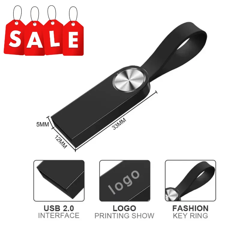 محرك فلاش USB مقاوم للماء محرك قلم قابل للتخصيص مجاني 4 جيجابايت 8 جيجابايت 16 جرام 32 جرام 64 جرام بطاقة بندريف معدنية محركات أقراص الذاكرة مع حلقة رئيسية