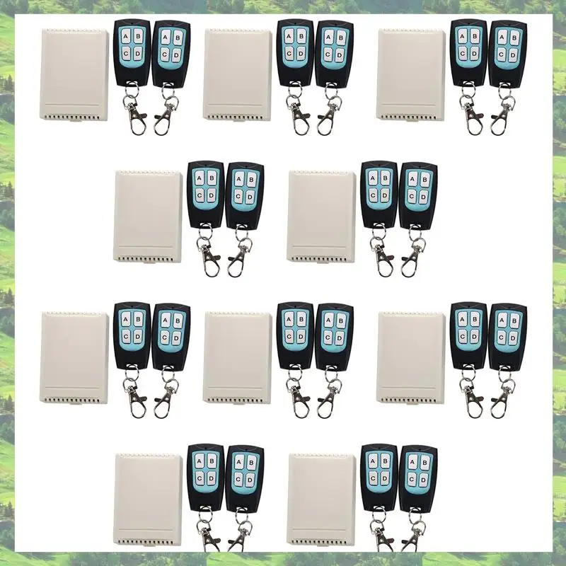 

A59Z-10X DC 12V 4 Channel 200M Wireless RF Remote Control Switch 2 Transmitter + Receiver