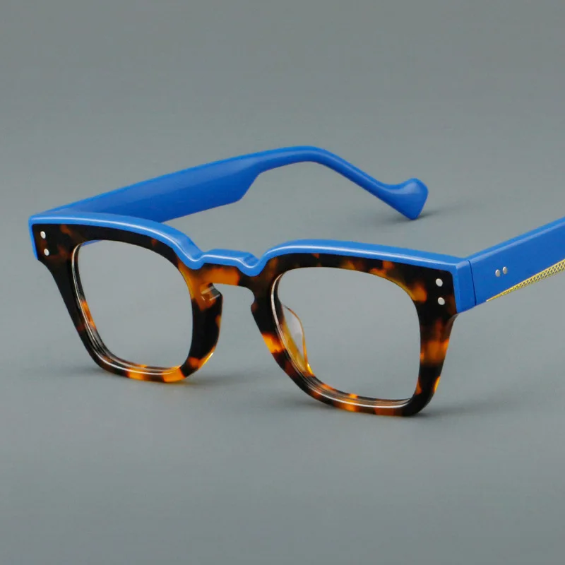 Retro Leopard Pattern Rectangular Plate Glasses Light Luxury Quality Personalized Prescription Frame Anti Blue Light Presbyopia