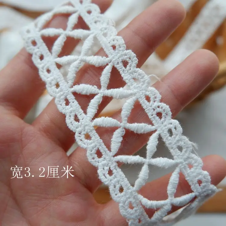 Exquisite Cotton Embroidery Ribbon Lace Trim Skirt, Sewing Accessories, Clothing Decorative Materials, Off White, High Quality