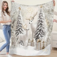 Heart-warming blankets with Christmas lights, reindeer, and snowman patterns create a Christmas atmosphere