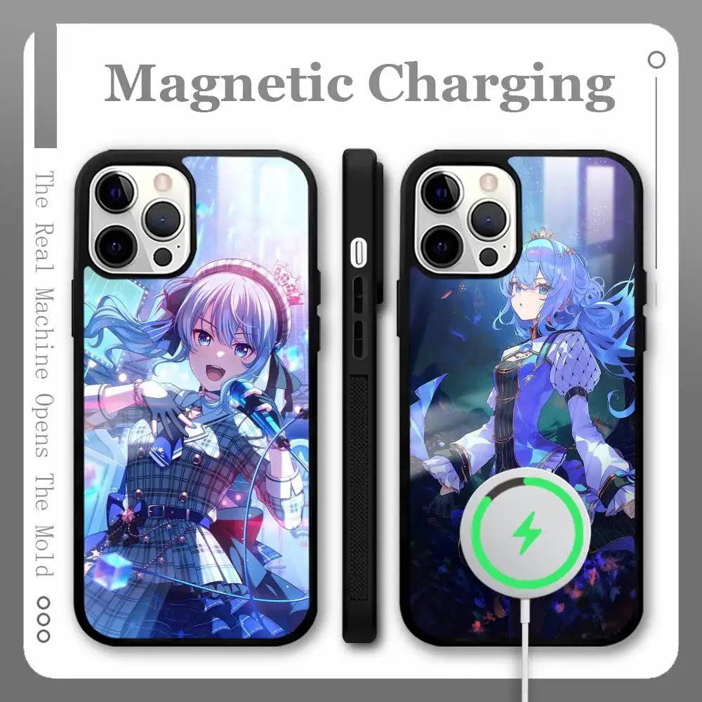 أنيمي Hoshimachi S-Suisei جراب هاتف MagSafe المغناطيسي آيفون 16 15 14 13 12 11 برو زائد ماكس شاحن لاسلكي صغير Funda