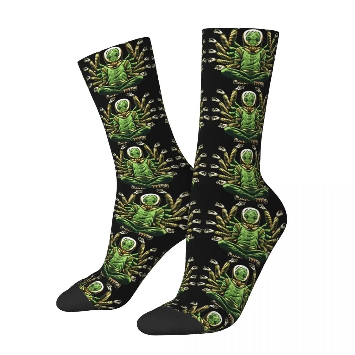 Hip Hop Retro Buddha Alien Doing Yoga Crazy Men's Socks Alien Unisex Harajuku Pattern Printed Novelty Happy Crew Sock Boys Gift