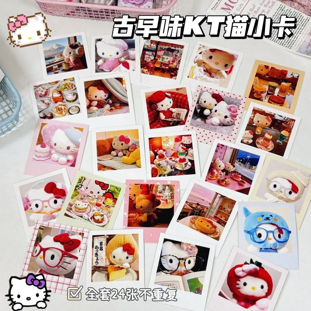 INS High Beauty KT Cat Sanrio Series Polaroid بطاقة صغيرة لتزيين حساب DIY ديكور مطبوع ذاتيًا