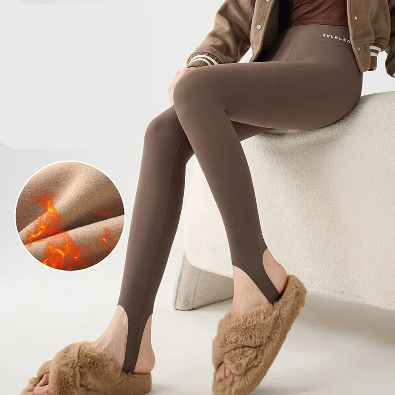 2025 New Women Step On Foot Leggings Autumn Winter Rabbit Fleece Thicken Warm Leggings Slim Yoga Fitness Sports Shark Leggings