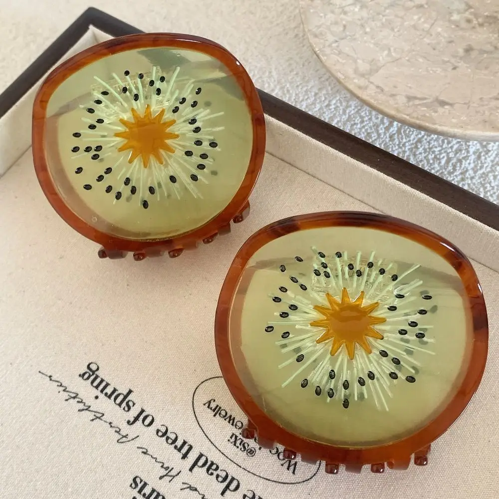 Acetate Acetic Acid Fruit Hair Claw Cute Vegetable Kiwi Small Shark Clip Grab Clip Hairpin Cute Hair Clip Daily