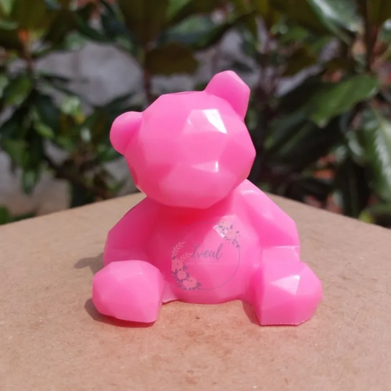 Molde de silicona de oso estéreo 3D DIY, molde de vela con forma de Animal, suministros de fabricación de jabón de yeso hechos a mano, pastel de