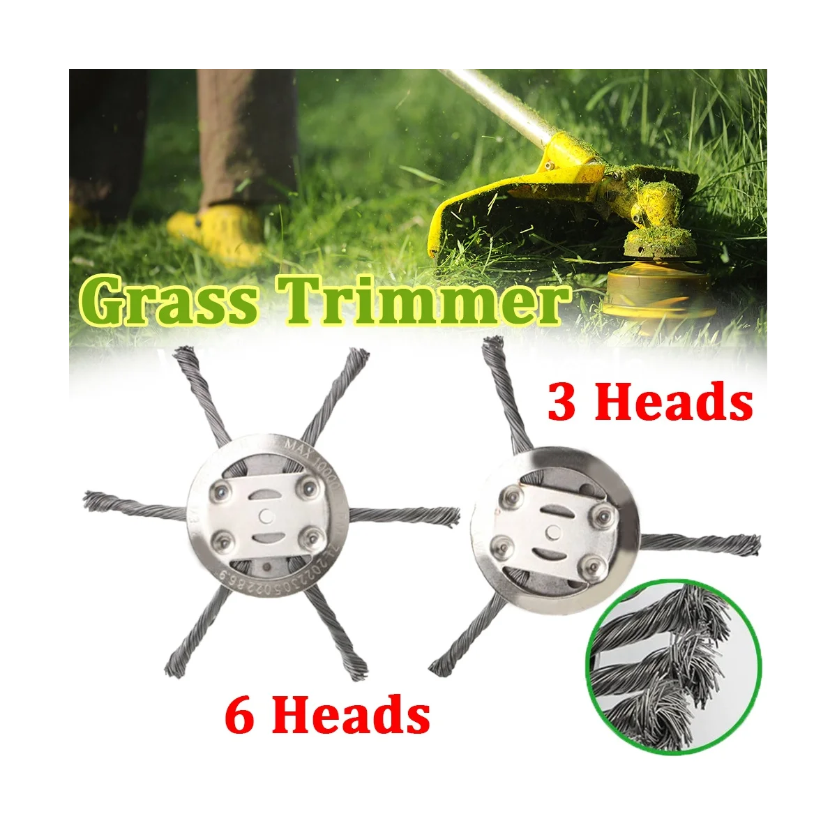 3/6 Head Steel Wire Grass Trimmer Head Lawn Mower Grass Brush Cutter Dust Removal Weeding Plate Swing for Garden