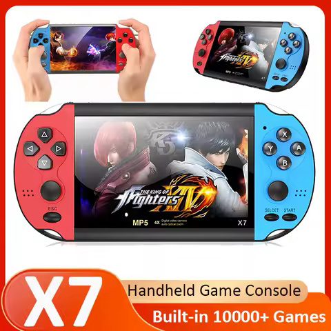 X7 Retro Handheld Game Console 4.3 Inch HD Screen Dual Joysticks PSP MP5 Video Gaming Device with 8G Built-in 10000 Classic Game