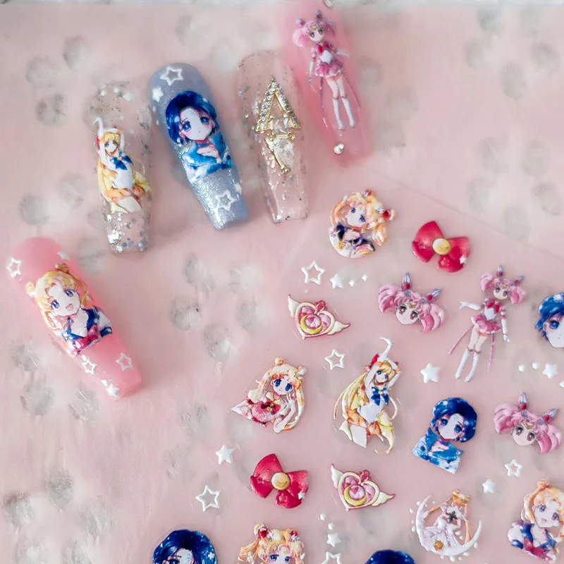 1 Stück Neue 5D Sailor Moon Nagelaufkleber Tsukino Usagi Luna Selbstklebende Nagelkunst-Accessoires Kawaii Mizuno Ami Nagelteile – Detail 11