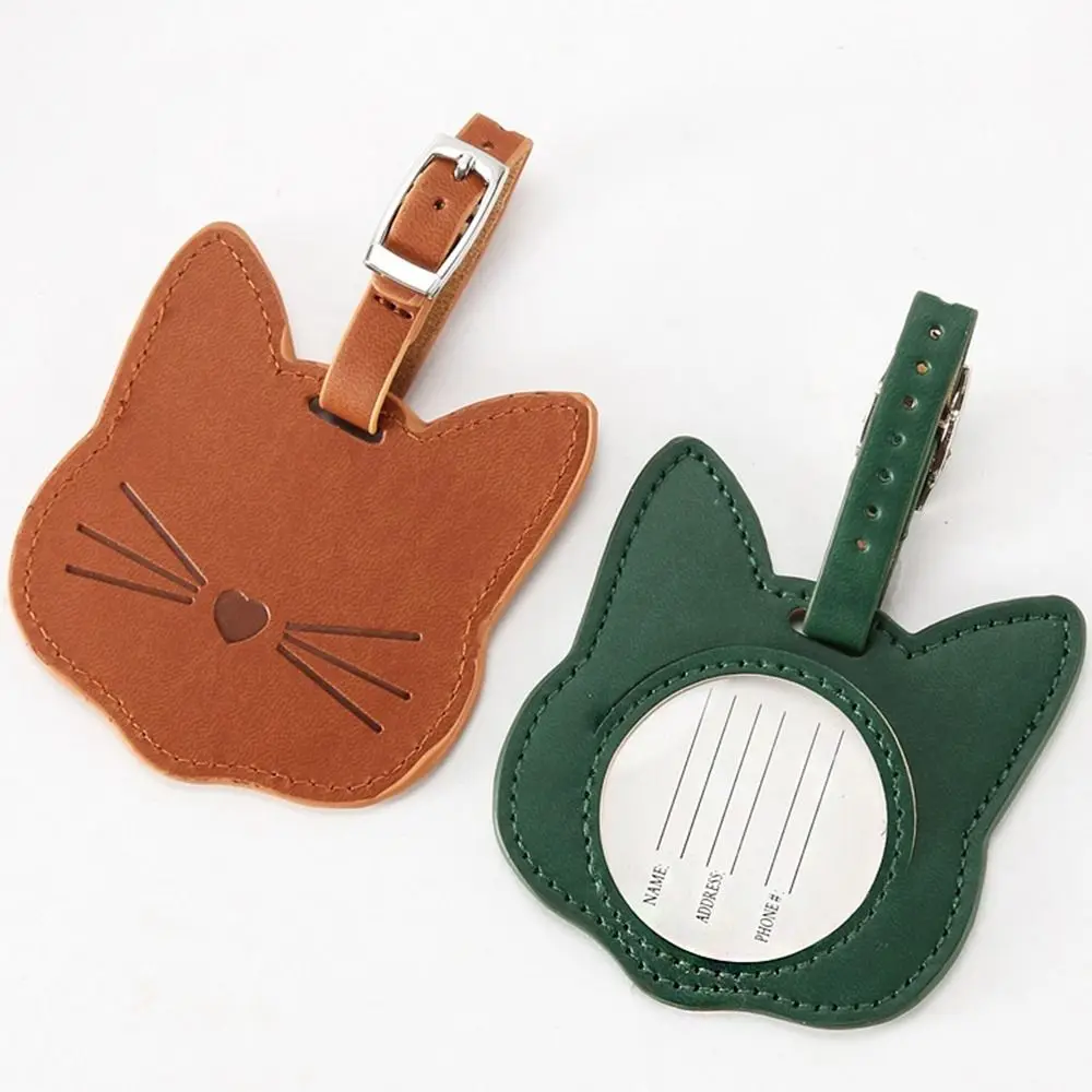 Airplane Suitcase Tag Colorful PU Leather Cat Shape Holiday Travel Boarding Pass Travel Luggage Accessories