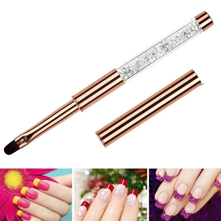 1 pieza pincel de arte de uñas en gel rosa dorado, liner, pincel de dibujo acrílico, mango de circonio, herramienta de manicura 2
