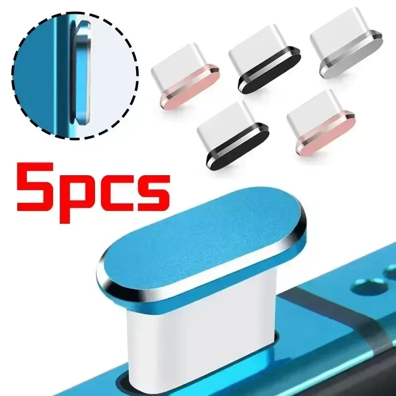 2/5Pcs Type-C Dust Plugs USB Charging Port Protector for Samsung Xiaomi Huawei Universal Phones Charging Port Dust Cover Caps