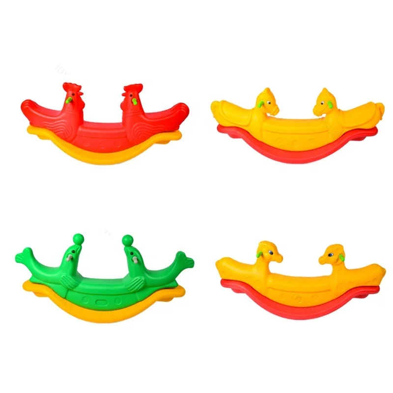 2027 New Design Funny Giraffe Shape Durable Cartoon Toy Plastic Indoor Seesaw for Toddlers