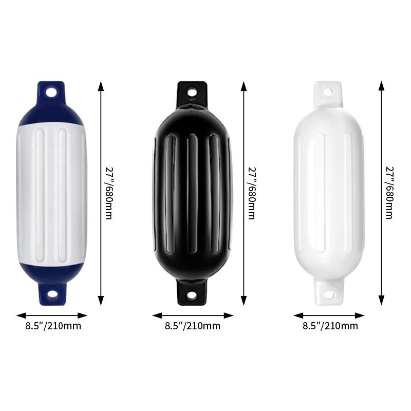 Twin Eyes Boat Fender Bumpers, Fenders com nervuras para acoplamento, branco, branco, azul, preto, 8.5 \