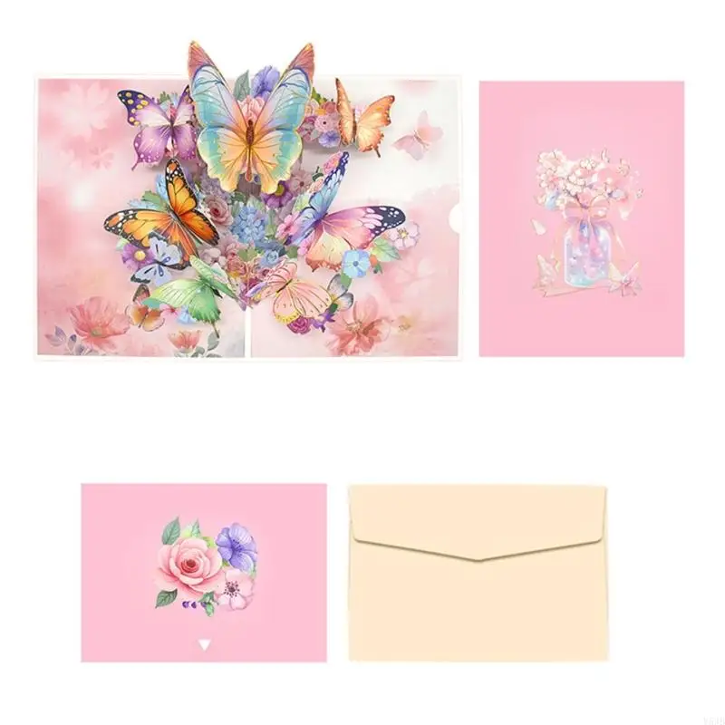 

Y5JB Butterfly Paper Sculpture Teachers Day Greeting Card with Matching Envelope for Birthday Valentine's Day Anniversary