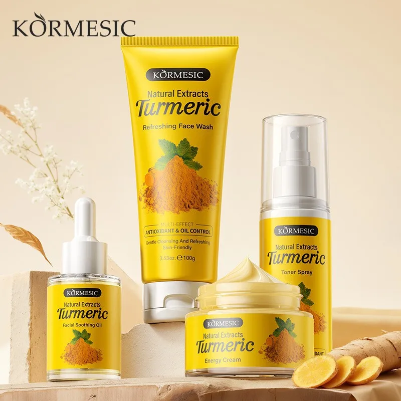 

Turmeric Facial Skin Care Face Wash + Toner Spray + Facial Oil + Cream Deep Cleansing Hydrating and Antioxidant