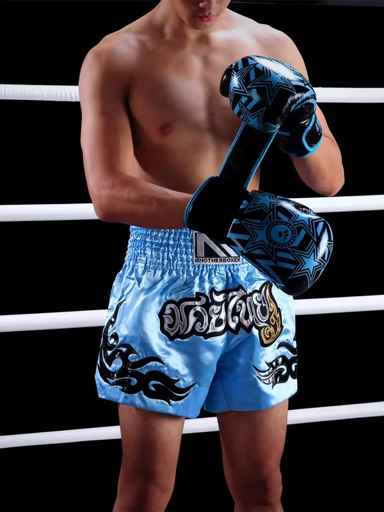 شورت ملاكمة للياقة البدنية للرجال البالغين، شورت مطرز سريع الجفاف وجيد التهوية، شورت رياضي خارجي من Muay Thai #6
