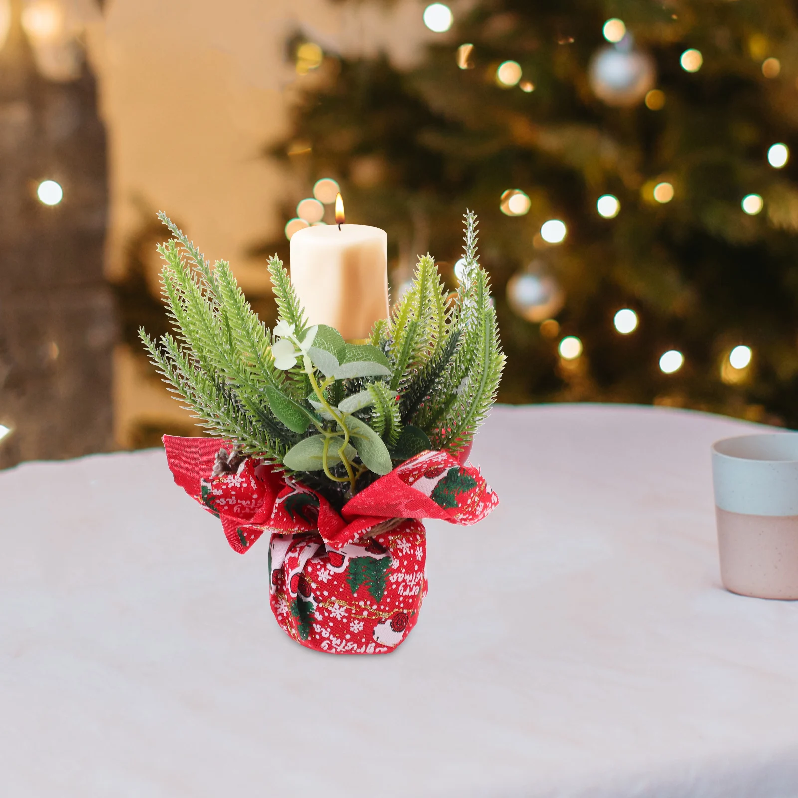 

Christmas Holder Xmas Decorative Stand for Desktop Warm Holiday Centerpiece Lovely Tabletop Adornment Gift