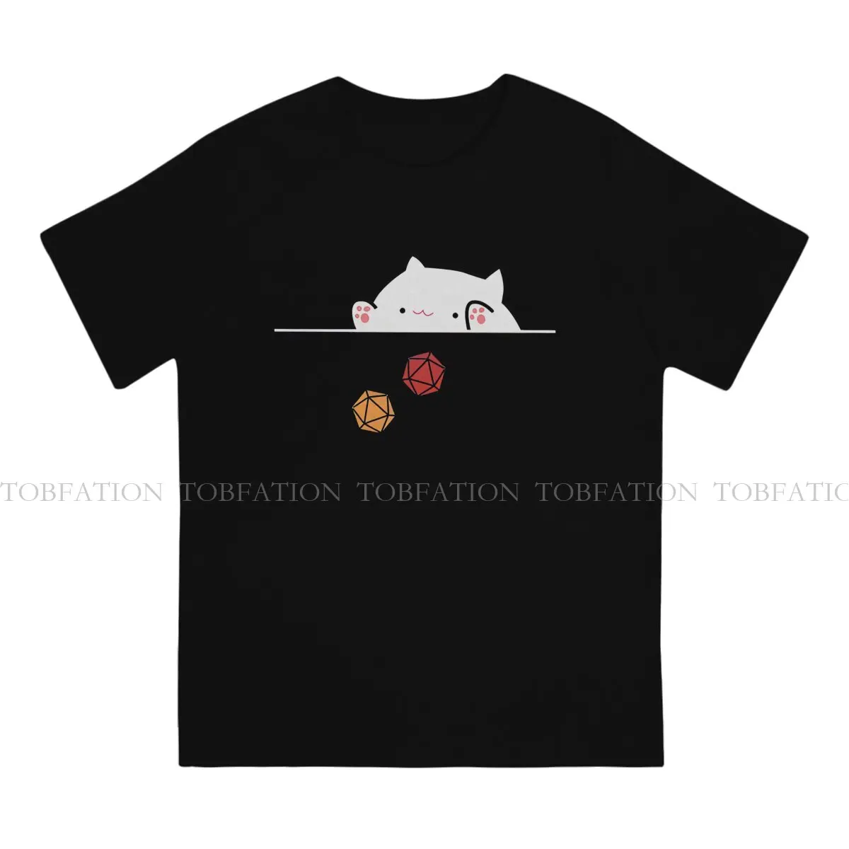 DND Dices Game 100% Cotton TShirts Cat Rolling 20 Distinctive Homme T Shirt Hipster Clothing