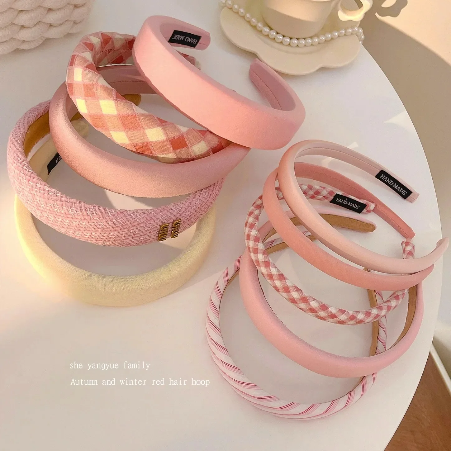 Korean Pink Headbands Sweet Girl Wide Edge Hair Bands Elegant Fashion Hair Accessories for Women Outdoor Decor Headwear Girls