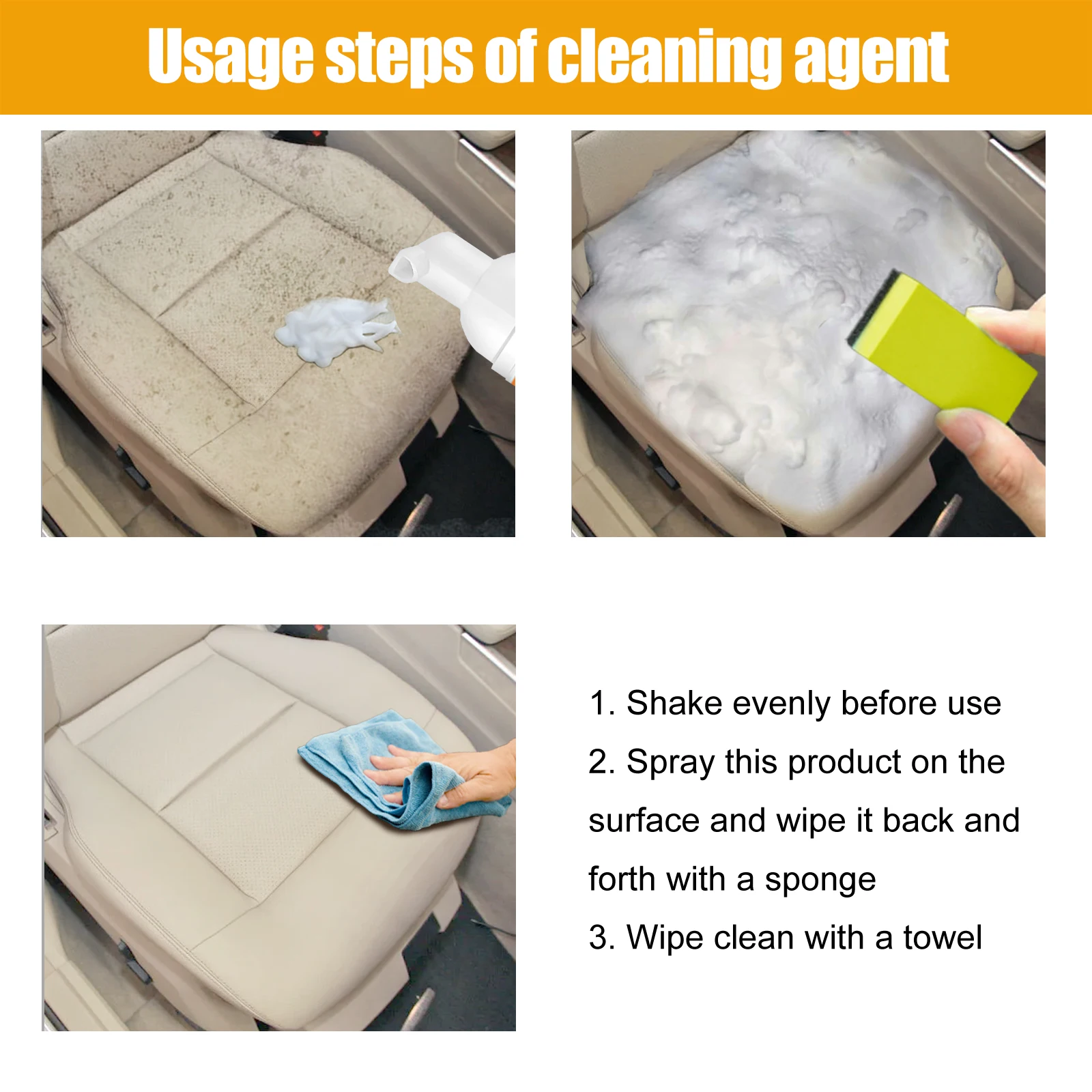 Automotive Multi-Functional Foam Cleaner Does Not Damage The Surface Interior Seat Fabric Decontamination Refurbished Clean