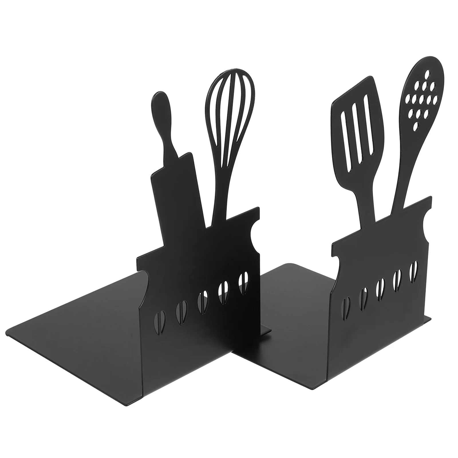 2pcs 1 Pair Of Kitchenware Design Bookends Metal Non-Slip Tableware Shaped Book Holders For Office Study Decorative Bookends For