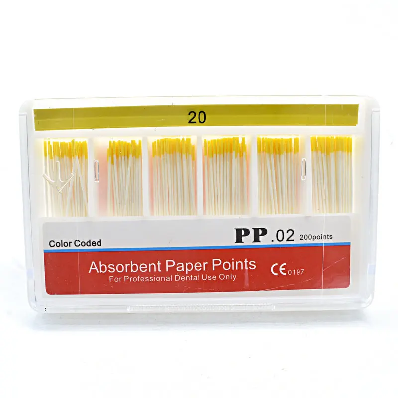 0.02 Taper Absorbent Paper Points 200pcs/Pack Dental Root Cancel Cotton Fiber Tips Dentist Product Superior Quanlity #15-#40