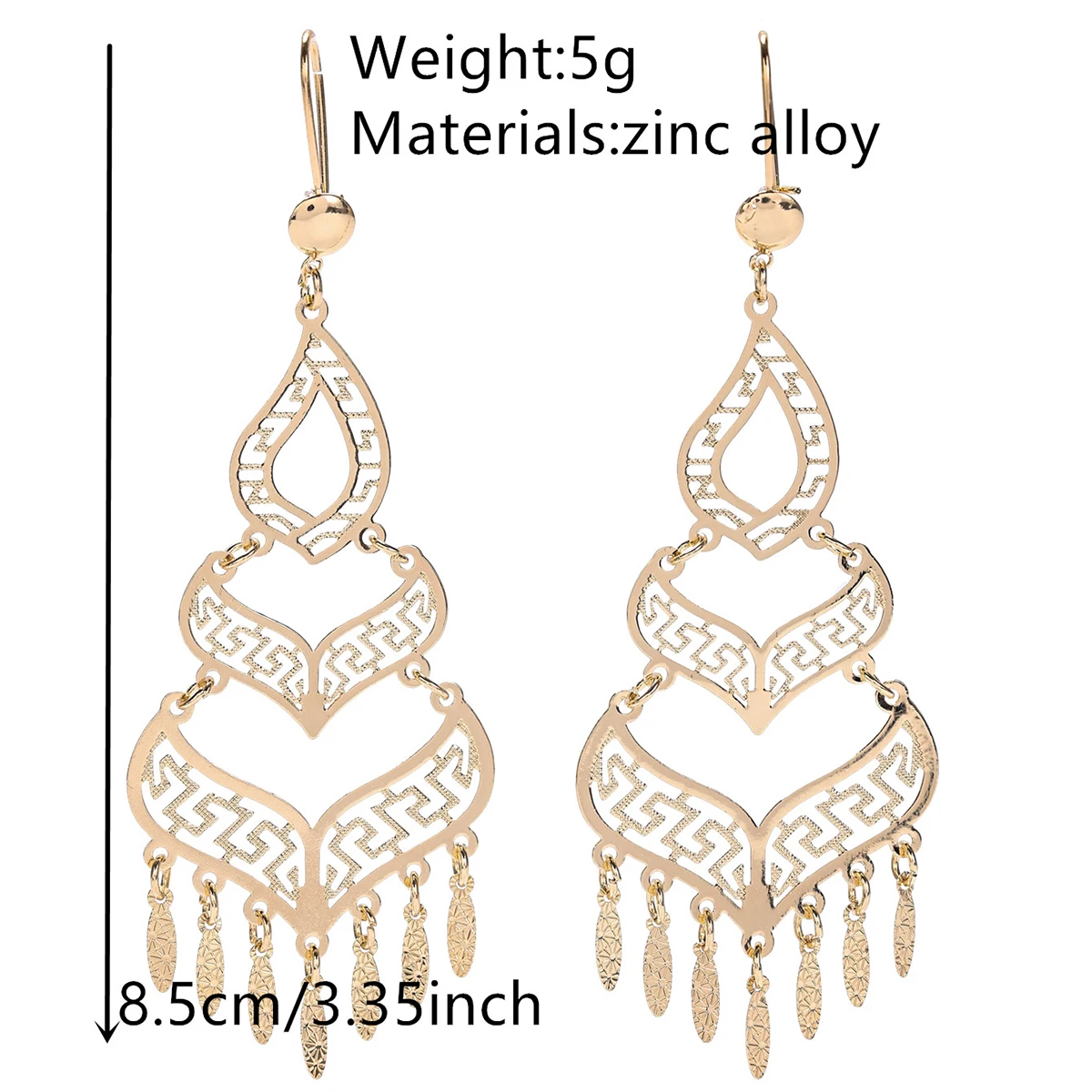 Arab Dangle Earrings with Hollow Tassels Algerian Wedding Jewelry Women Earring